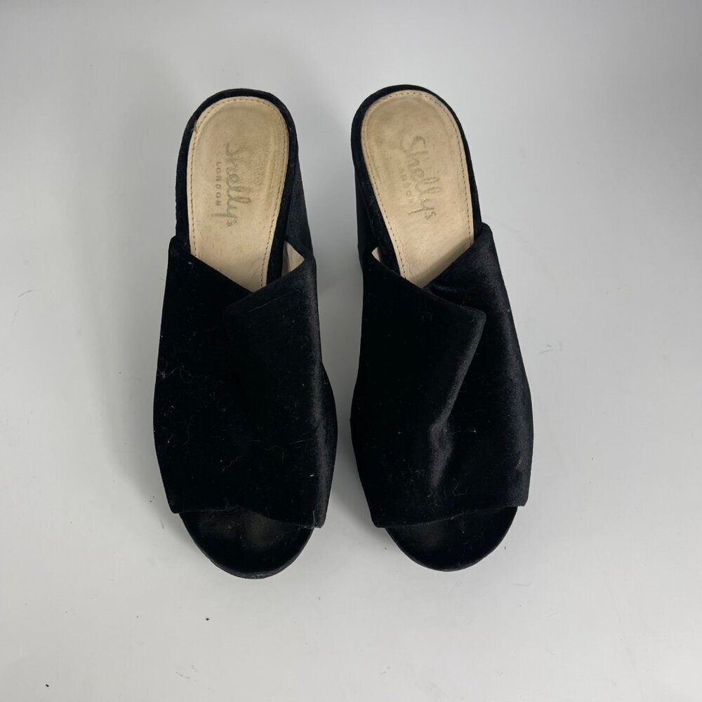 Shellys London “Dalia” Black Velvet Chunky Heel Sandals – Women’s Size 38 - Picture 3 of 9